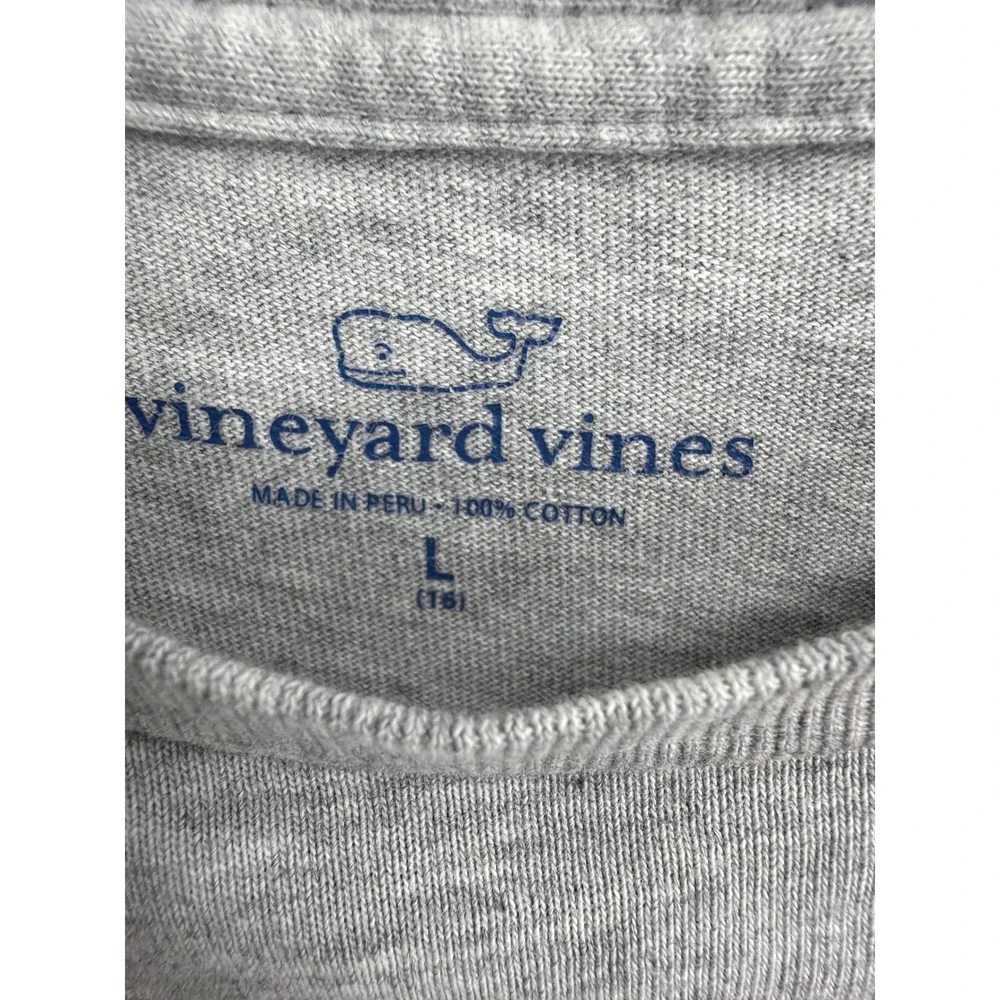 Vineyard Vines Boys Gray Football‎ Whale Long Sleeve Pocket T-Shirt Size L 16